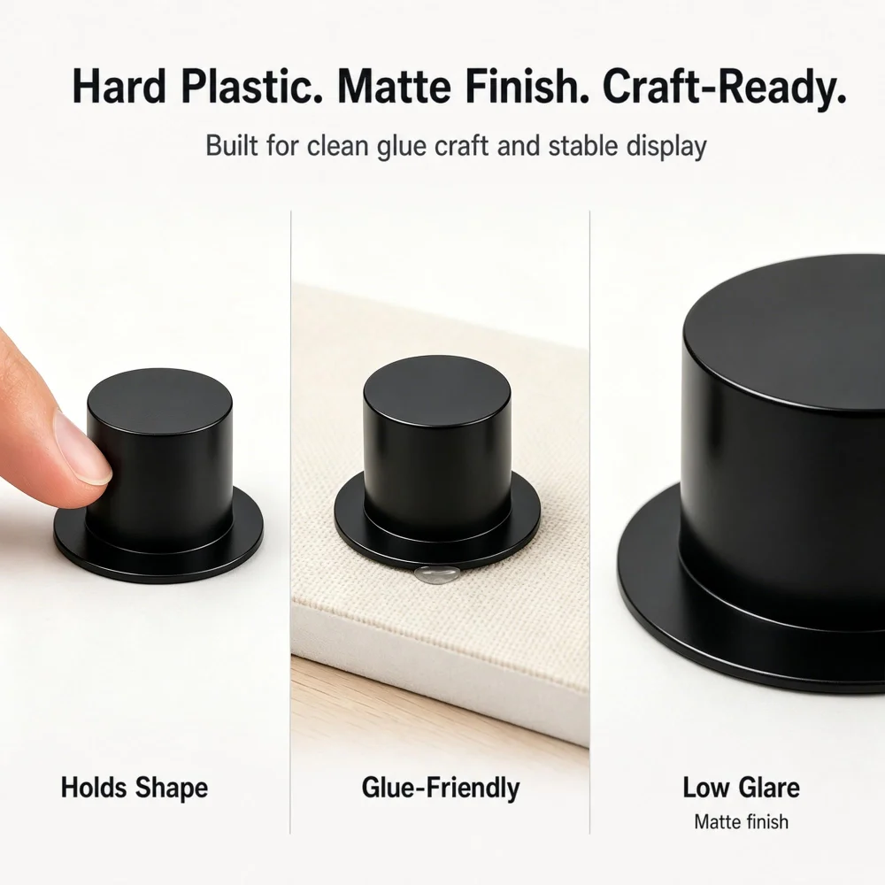 Azude Mini Top Hats for Crafts, 24 Black Plastic Hats, 2 Sizes — view 4
