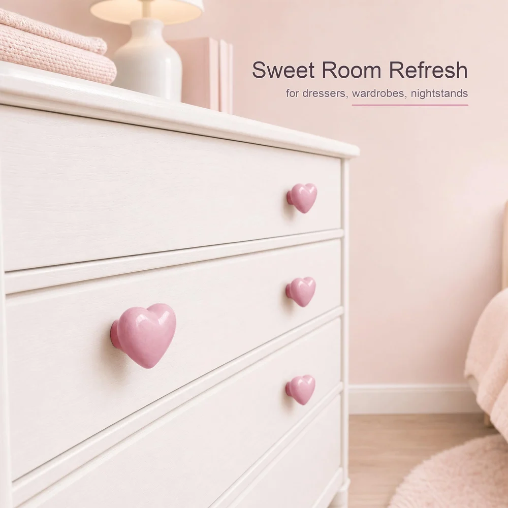 Azude Pink Heart Drawer Knobs — view 3
