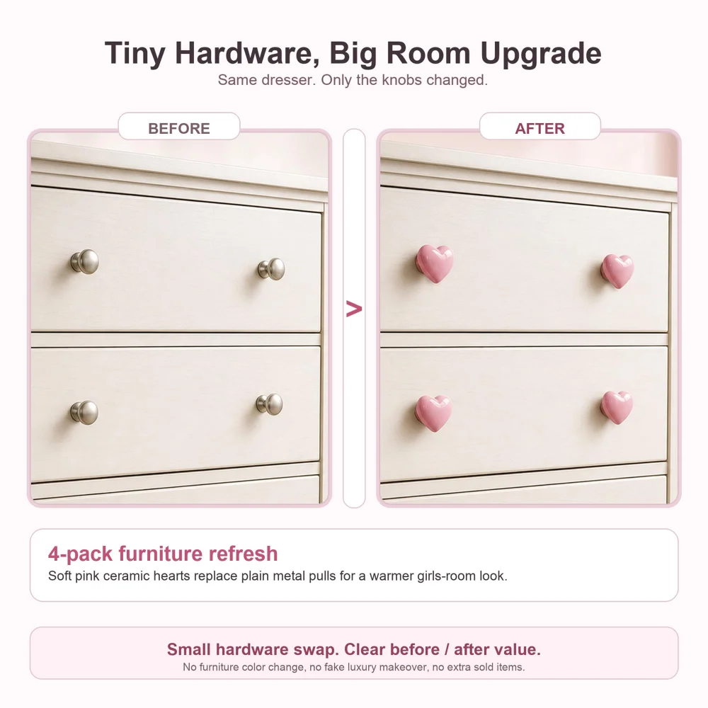 Azude Pink Heart Drawer Knobs — view 7