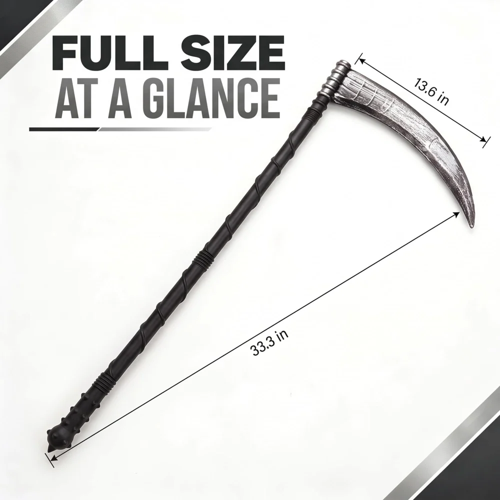 Azude Scythe Costume Prop, 32.3 in Grim Reaper Sickle, 4-Piece — view 2