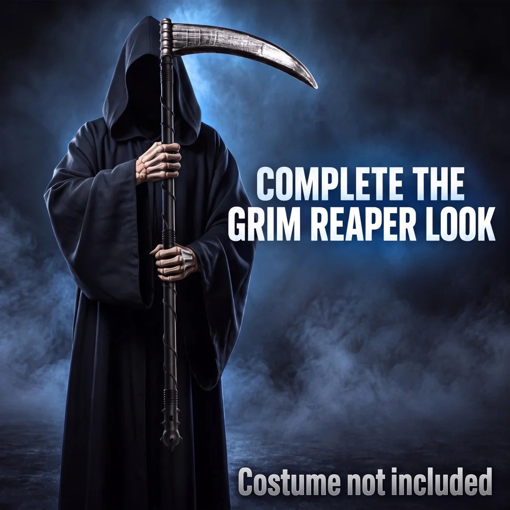 Azude Scythe Costume Prop, 32.3 in Grim Reaper Sickle, 4-Piece — view 3