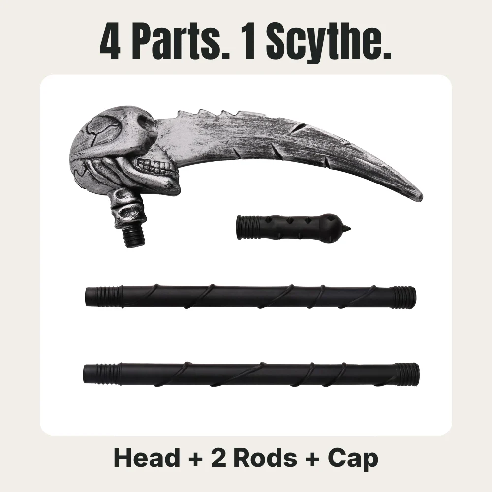 Azude Skull Scythe Prop, 33 in Silver-Gray Grim Reaper Sickle — view 5