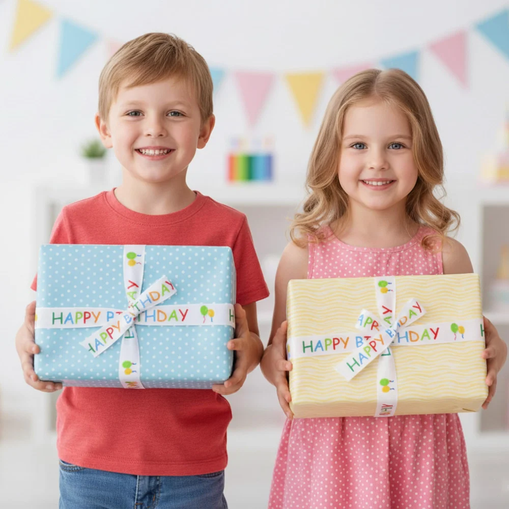 Beurio Happy Birthday Ribbon, 15 mm x 30 ft Printed Gift Ribbon — view 7