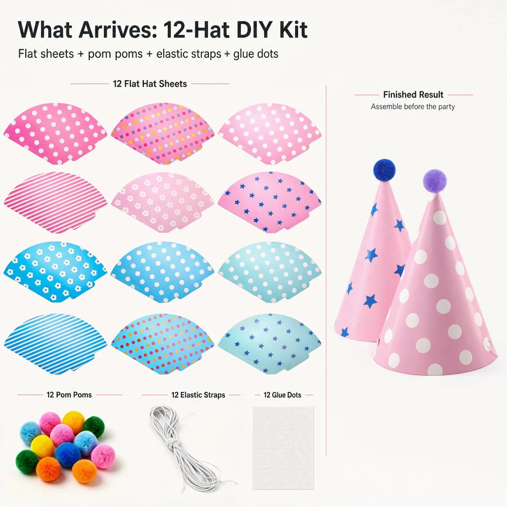 Beurio Pastel Party Hats for Kids Ages 3+ — view 2