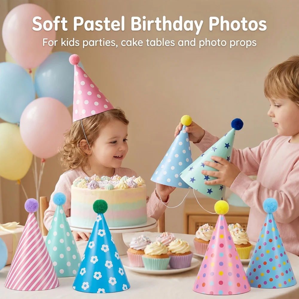 Beurio Pastel Party Hats for Kids Ages 3+ — view 4