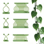 Beurio plant wall clips, 30 green adhesive twist-open clips in three sizes