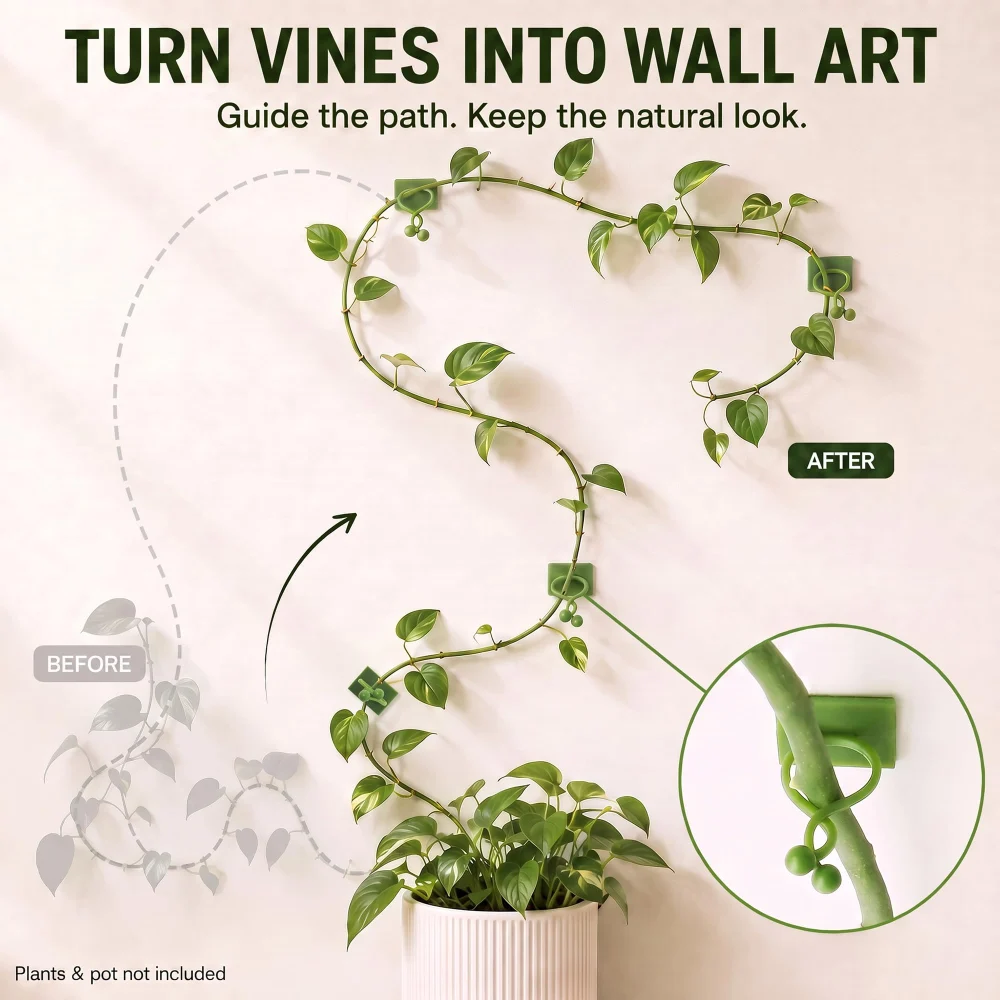 Beurio Plant Wall Clips, 30 Pcs in 3 Sizes for Pothos and Ivy — view 2