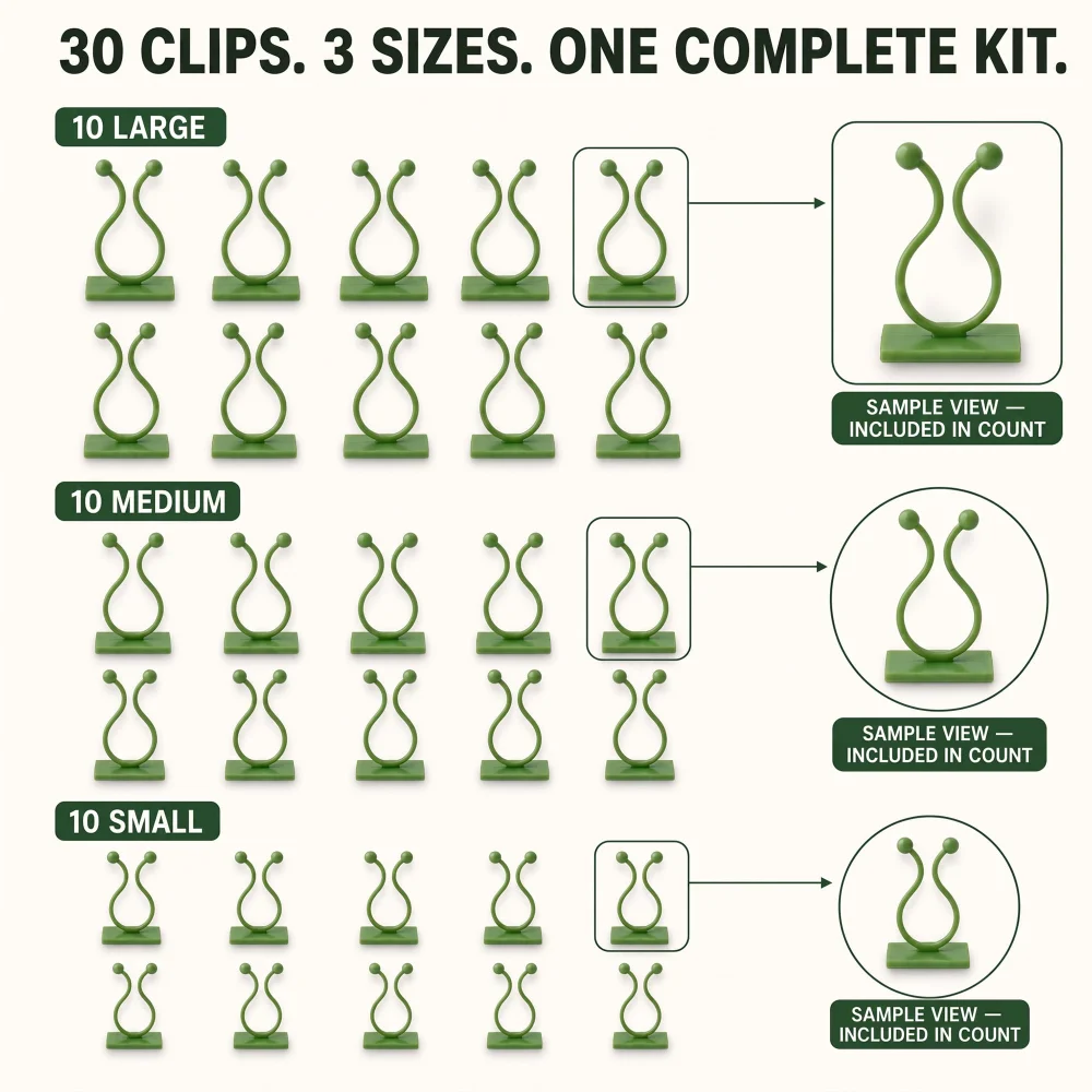 Beurio Plant Wall Clips, 30 Pcs in 3 Sizes for Pothos and Ivy — view 4