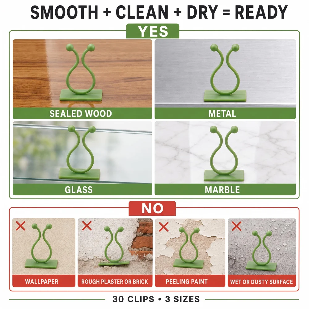 Beurio Plant Wall Clips, 30 Pcs in 3 Sizes for Pothos and Ivy — view 6