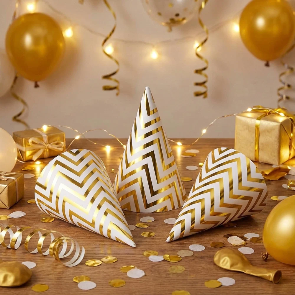 Boieo 10 Pack Gold Party Hats for Adults and Kids — view 2