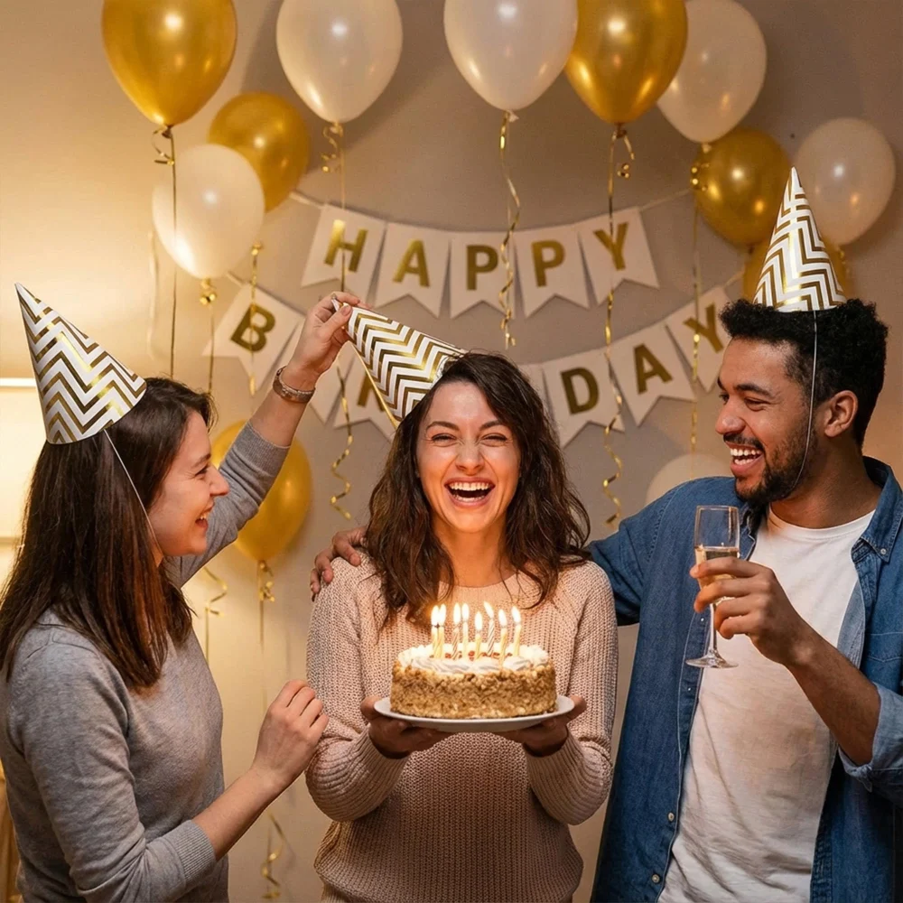 Boieo 10 Pack Gold Party Hats for Adults and Kids — view 4