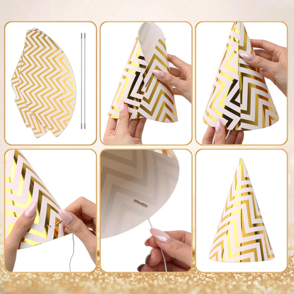Boieo 10 Pack Gold Party Hats for Adults and Kids — view 6