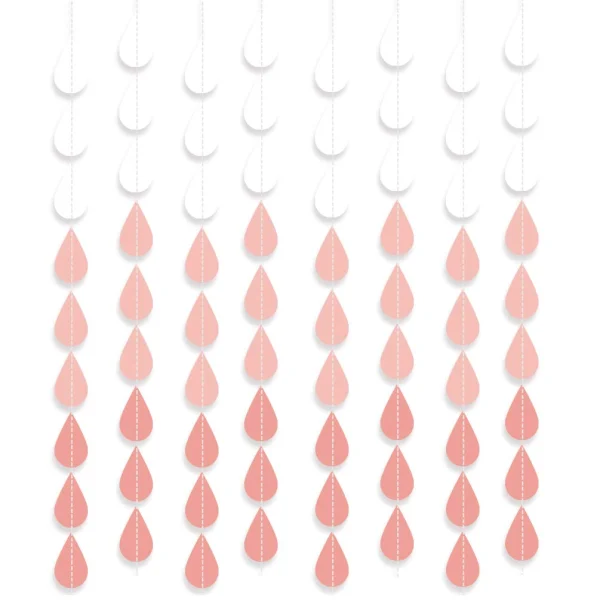 Boieo pink raindrop garland: eight white and pink strands hanging side by side