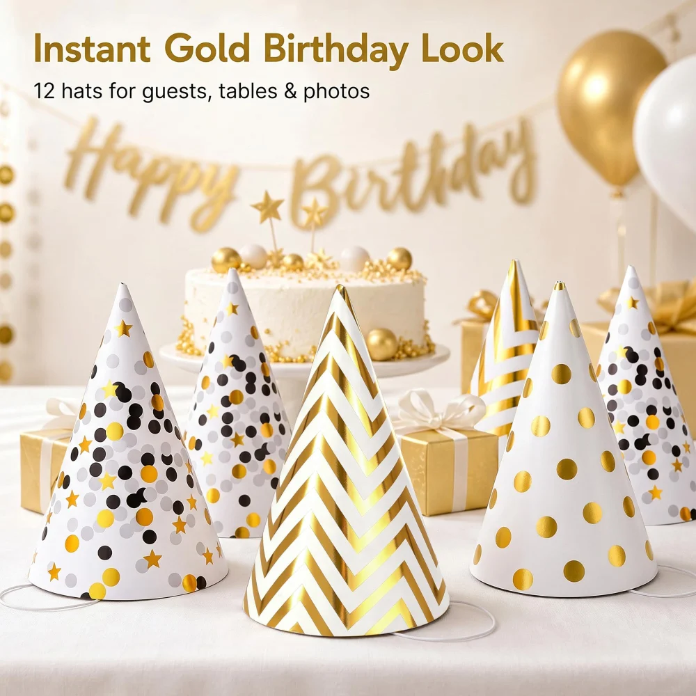 Boieo Gold Party Hats for Adults — view 2