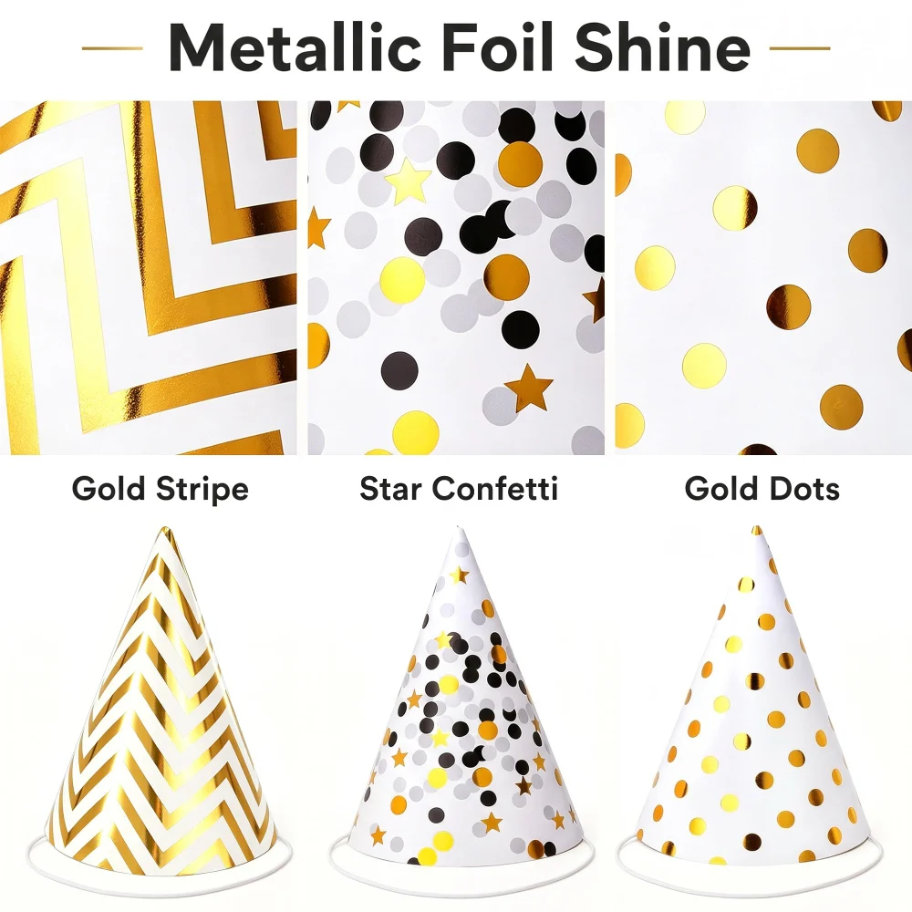 Boieo Gold Party Hats for Adults — view 3
