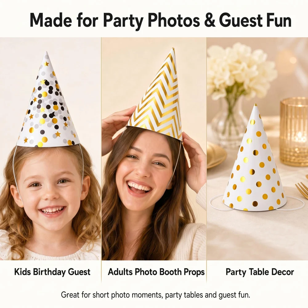 Boieo Gold Party Hats for Adults — view 4