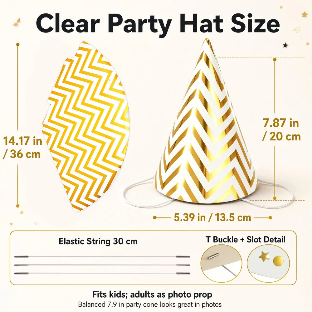 Boieo Gold Party Hats for Adults — view 5