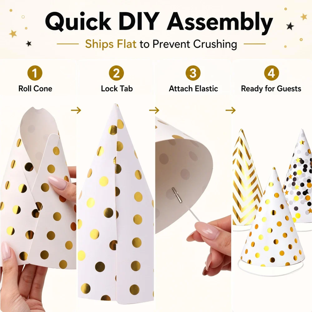 Boieo Gold Party Hats for Adults — view 6
