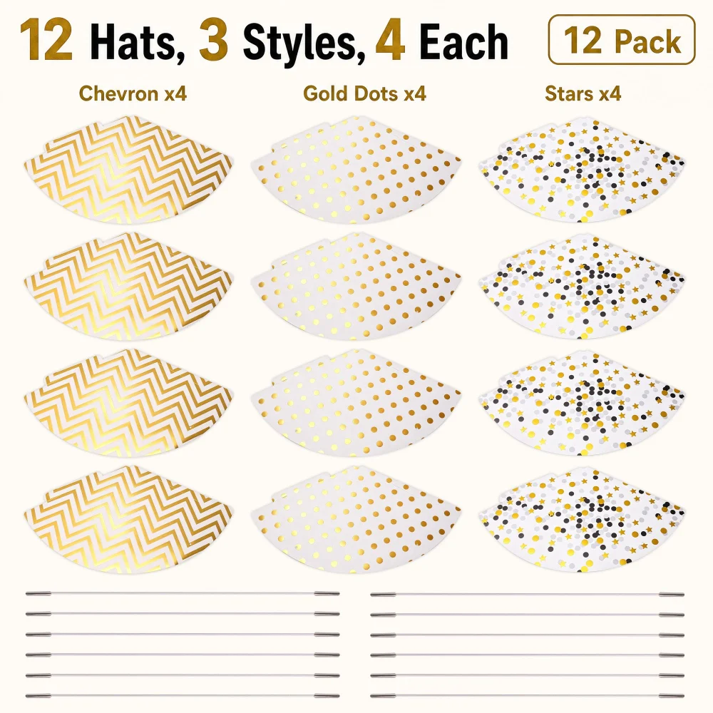 Boieo Gold Party Hats for Adults — view 7