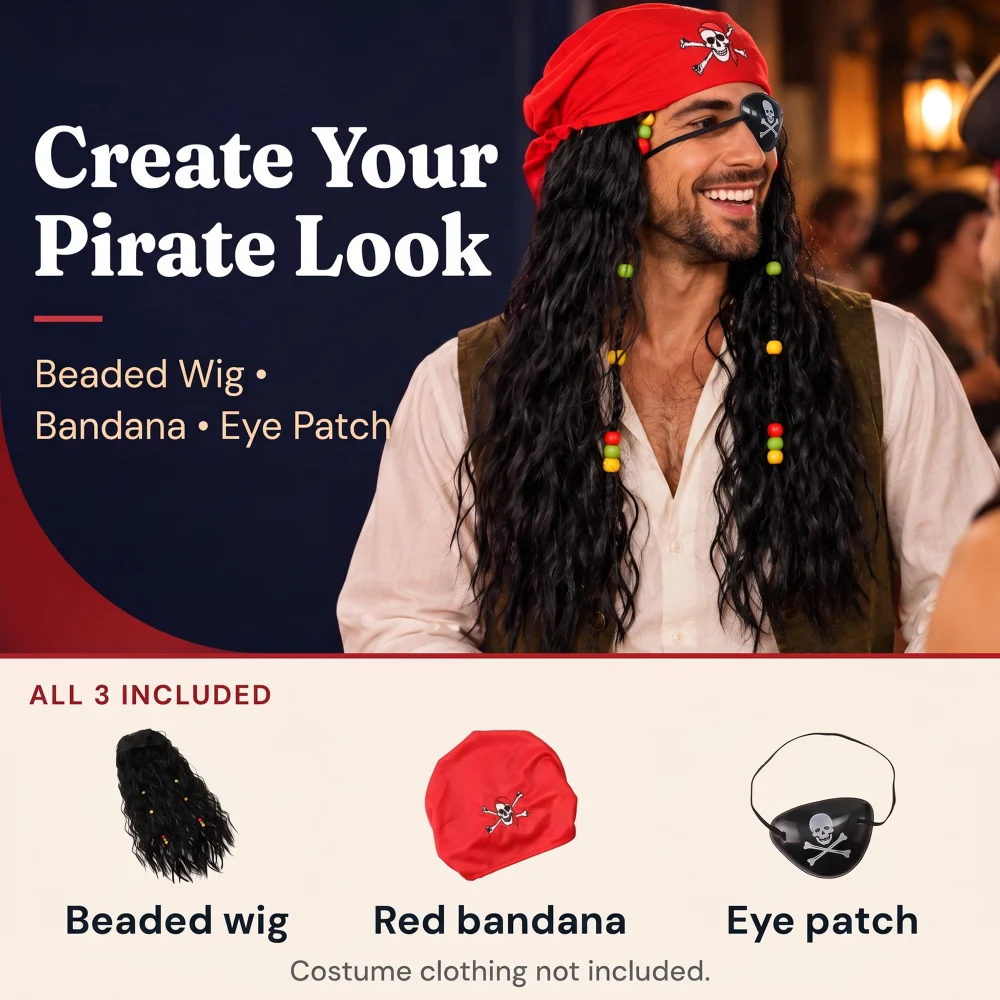 Boieo Pirate Wig for Women Men — view 2