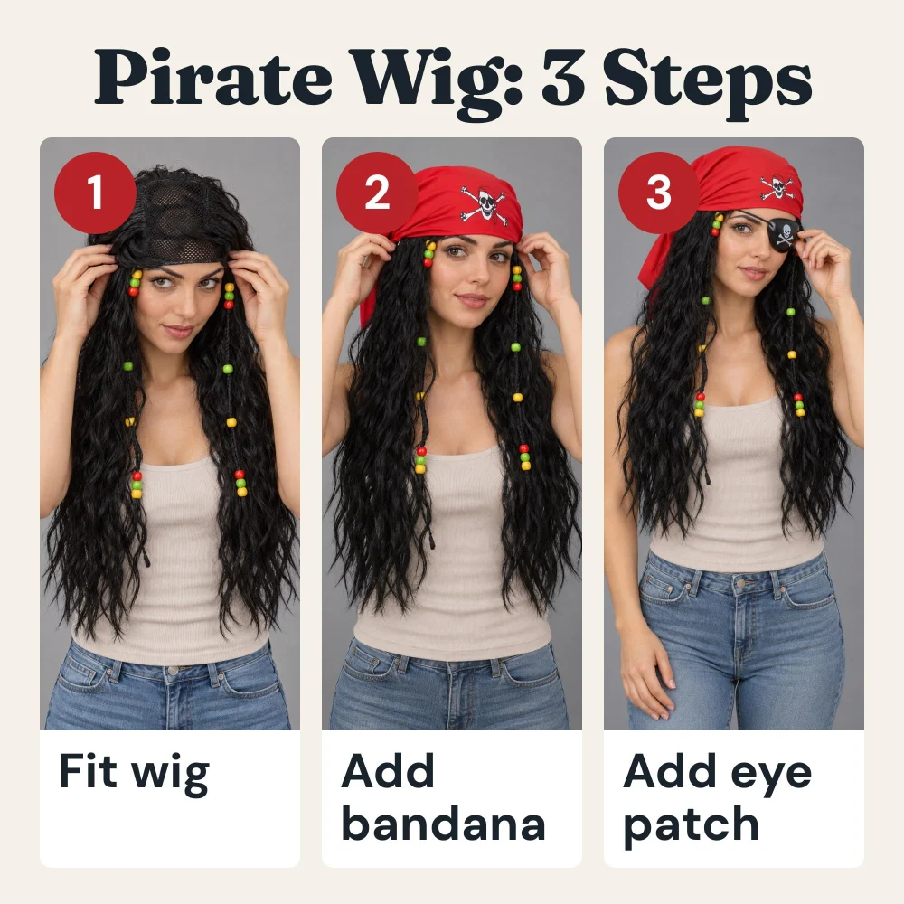 Boieo Pirate Wig for Women Men — view 7