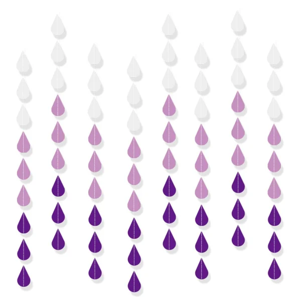 Boieo purple raindrop garland: eight ombré strands hanging as a backdrop