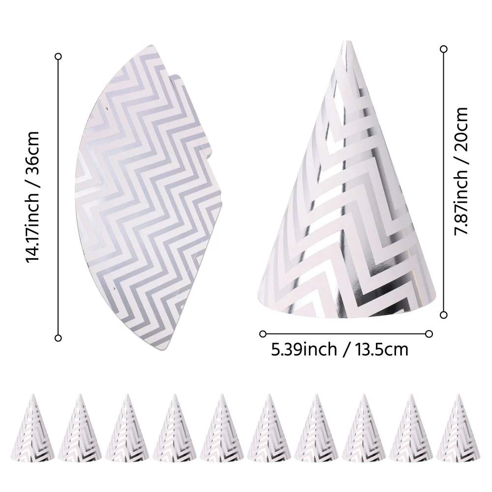 Boieo Silver Party Hats for Adults and Kids 10 Pack — view 5