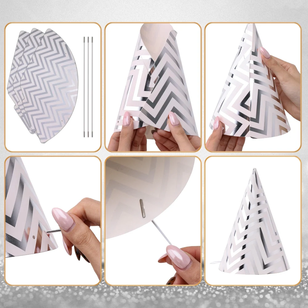 Boieo Silver Party Hats for Adults and Kids 10 Pack — view 6