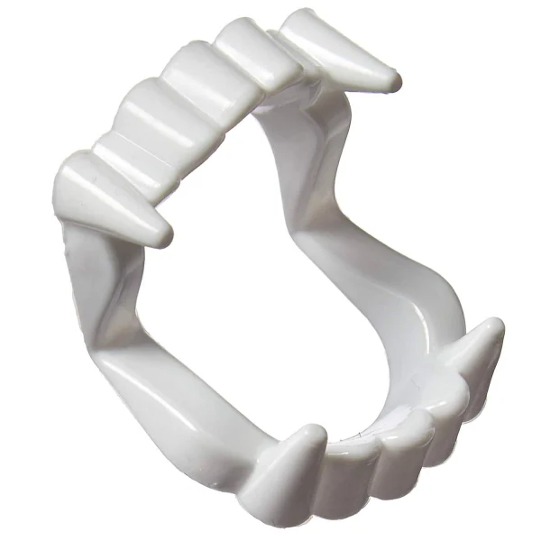 Boieo white plastic vampire fangs for kids, front view