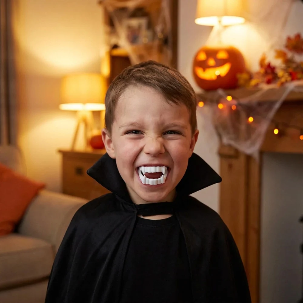 Boieo White Vampire Fangs Halloween Costumes Props for kids — view 5