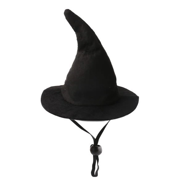 Boieo black felt witch hat for cats and dogs, front view
