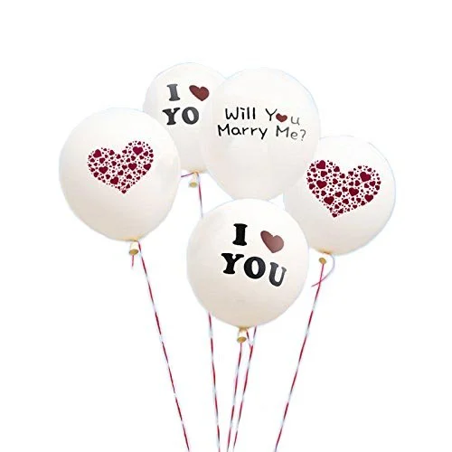 DelightBox Will You Marry Me balloon set: five 12 in latex balloons inflated
