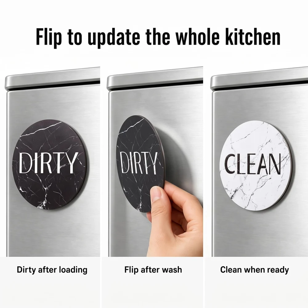 Inxens Dishwasher Magnet Clean Dirty Sign — view 3