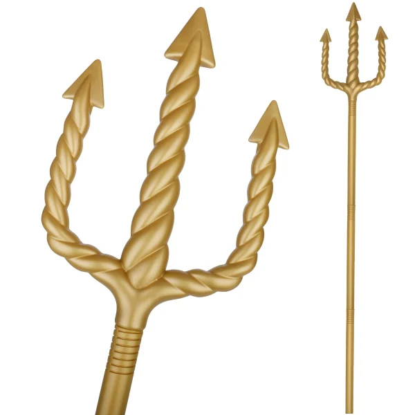 Inxens gold trident prop shown at its full 48 in length