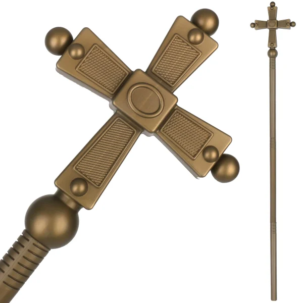 Inxens pope cross staff assembled to 45 inches with an antique bronze finish