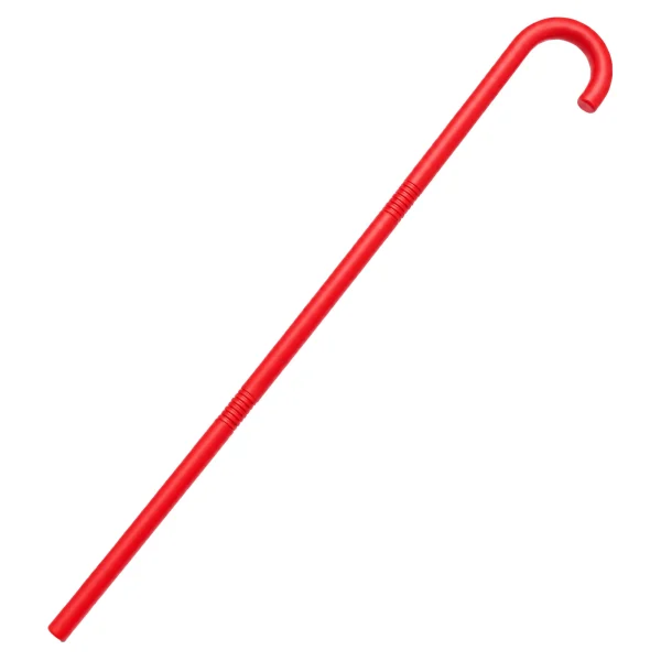 Inxens red costume cane with a J-hook handle, assembled to 35 inches