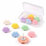 Olen cloud push pins, 14 resin pins in seven colors with a clear storage case