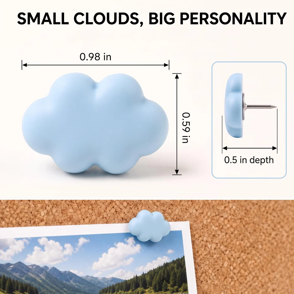 Olen Cloud Push Pins, 14 Pcs in 7 Colors with Storage Case — view 5