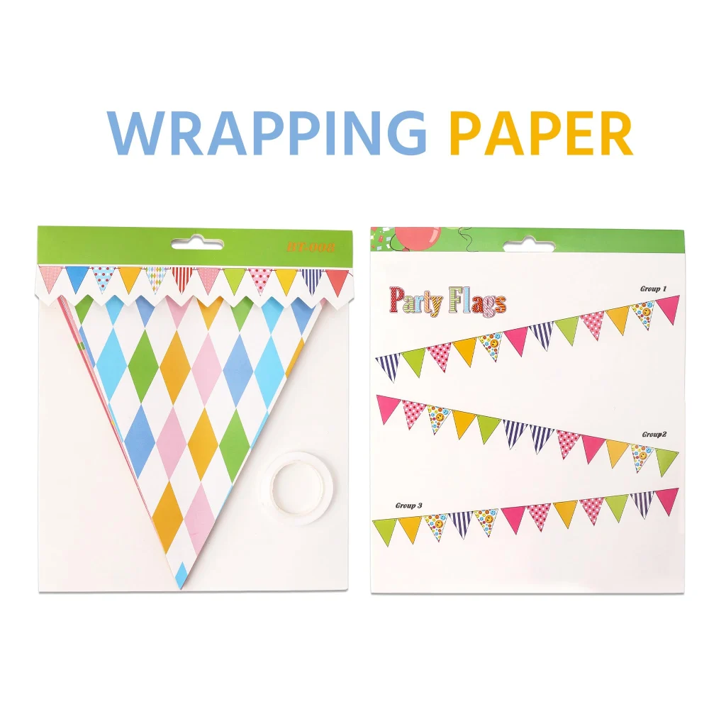 Olen Colorful Pennant Banner, 24 Paper Flags, 32.8 ft Ribbon — view 2