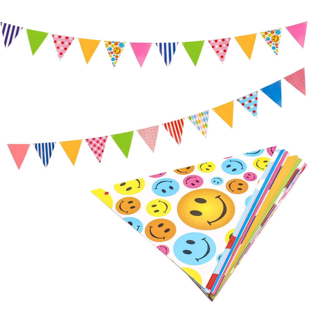 Olen Colorful Pennant Banner, 24 Paper Flags, 32.8 ft Ribbon — view 3