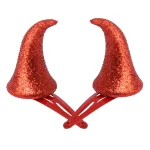 Olen red glitter devil horn hair clips, 1 pair of mini horns