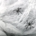 Olen fake spider web decoration with two black plastic spiders