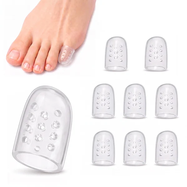 Olen gel toe caps, 10 clear perforated silicone pinky toe covers