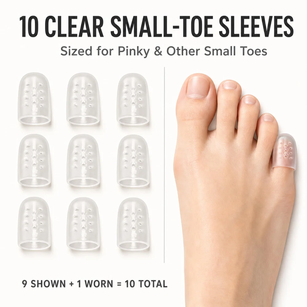 Olen Gel Toe Caps, 10 Clear Silicone Pinky Toe Covers — view 2