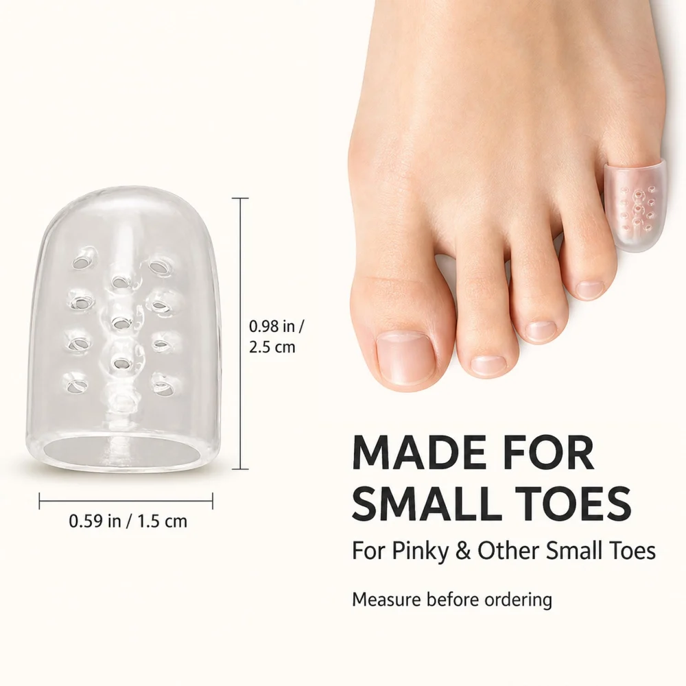 Olen Gel Toe Caps, 10 Clear Silicone Pinky Toe Covers — view 3