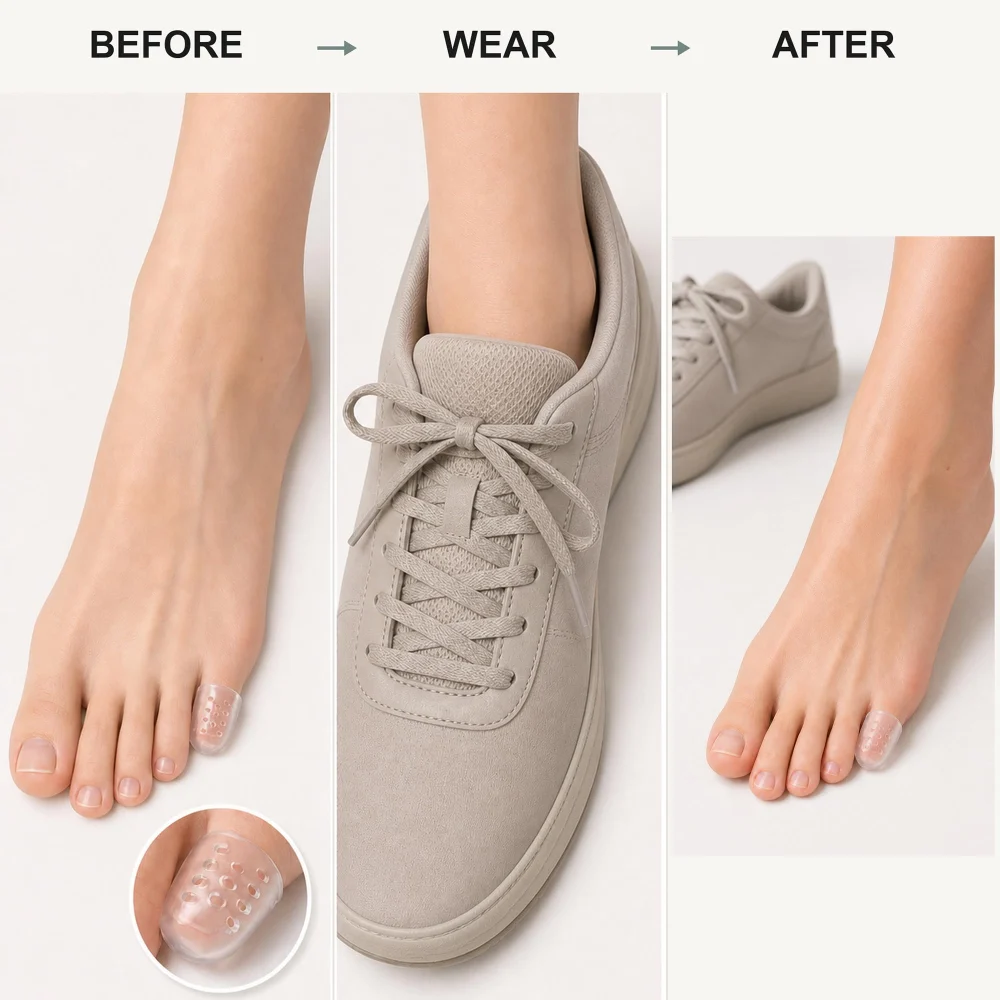 Olen Gel Toe Caps, 10 Clear Silicone Pinky Toe Covers — view 4