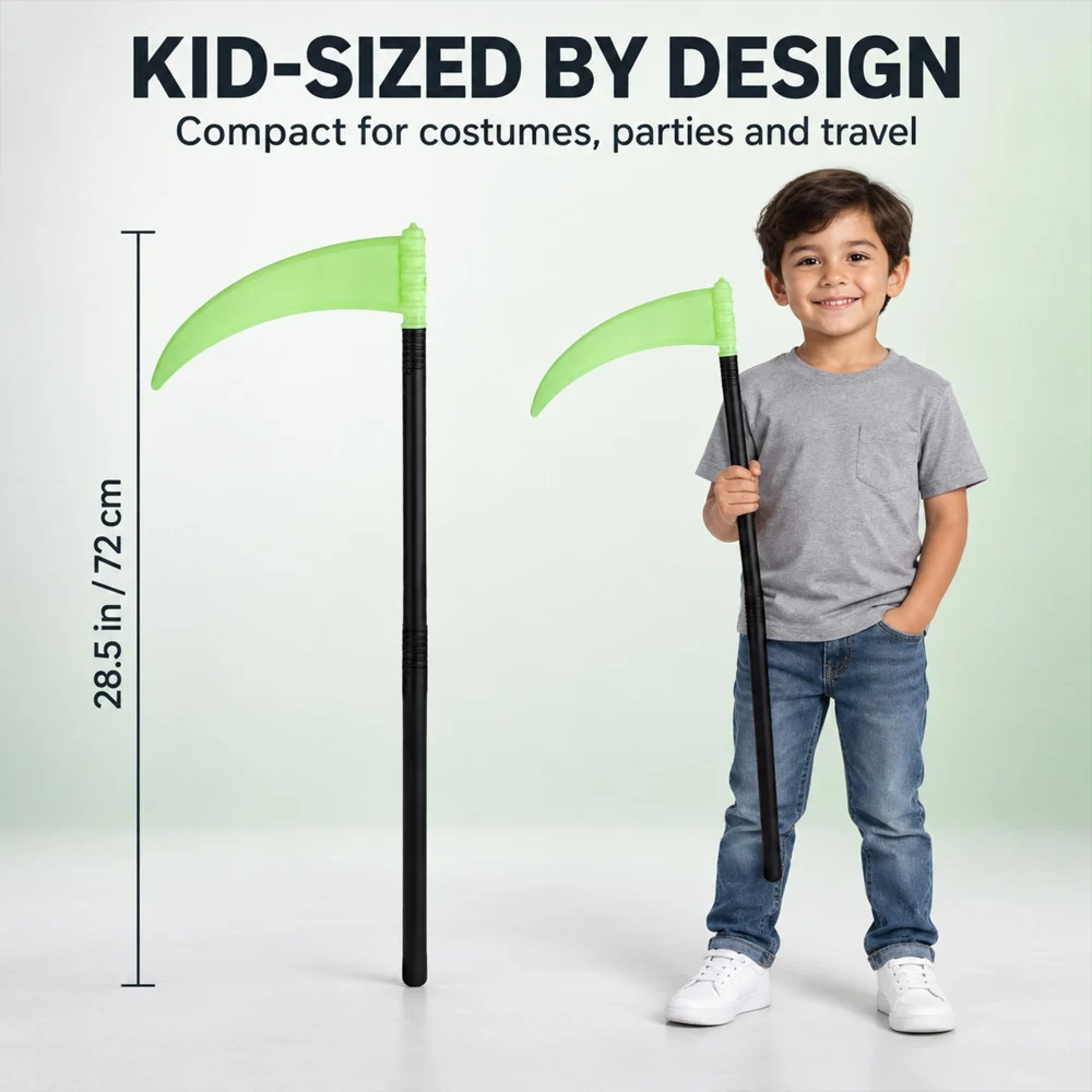 Olen Glow-in-the-Dark Scythe Prop, 28.5 in Green, Kid Size — view 3