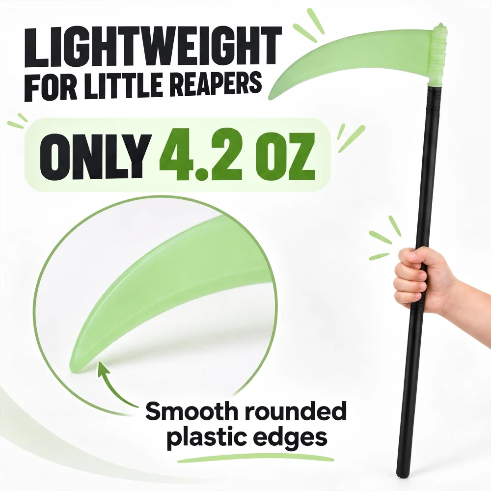 Olen Glow-in-the-Dark Scythe Prop, 28.5 in Green, Kid Size — view 6