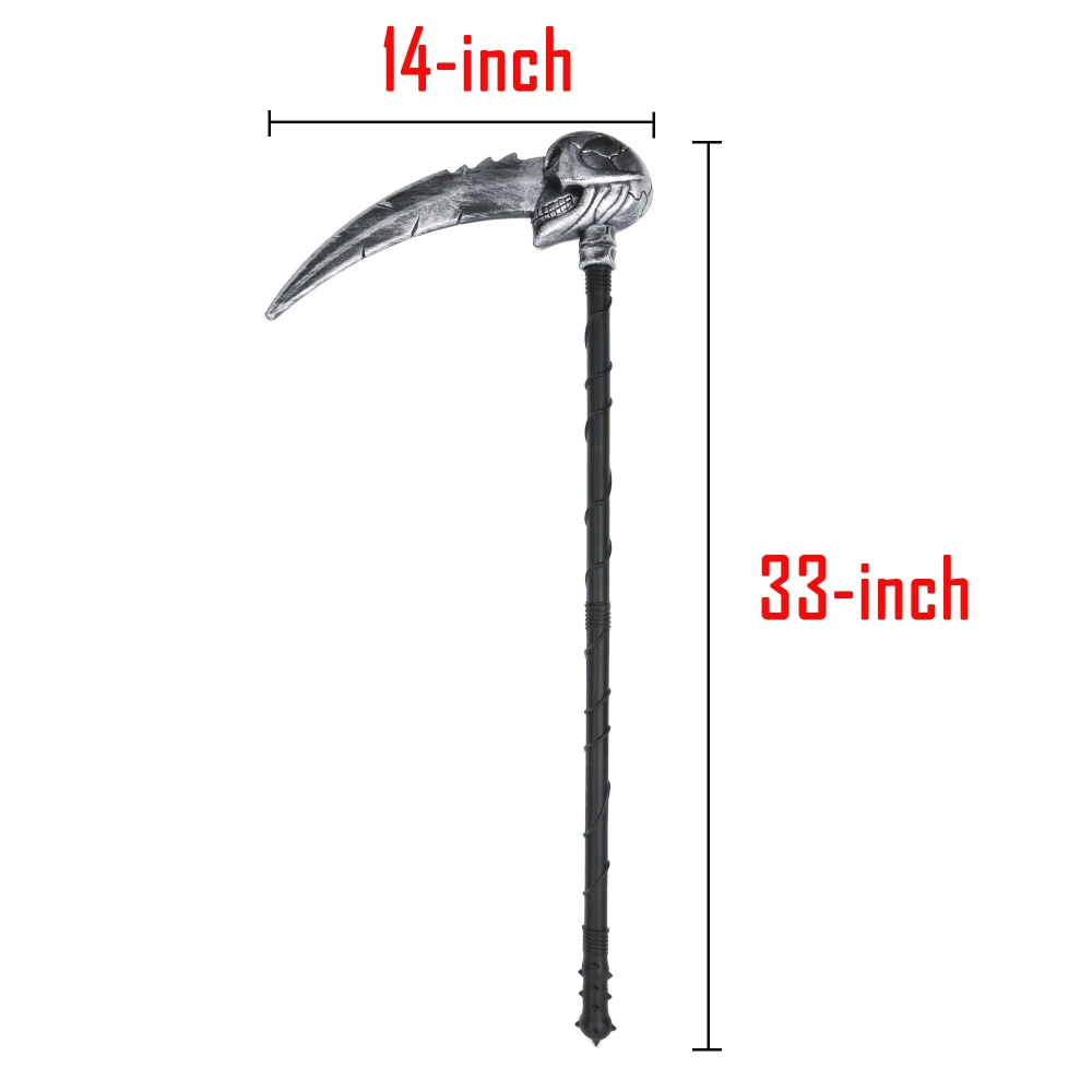 Olen Grim Reaper Scythe Prop, 33 in Black Skull, Detachable — view 5