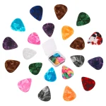 Olen guitar picks variety pack: 21 pearloid celluloid triangle picks with clear case